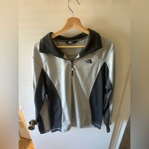 The North Face Light Gray and Dark Gray Half-Zip Pullover